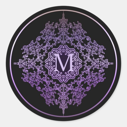 Monogram Paarse Filigree Motif Stickers (Voorkant)