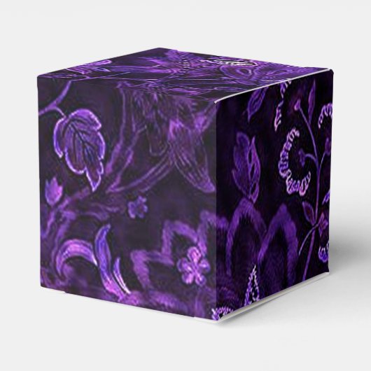 Monogram Paarse Floral Cube Favor Box Bedankdoosjes (Achterkant)