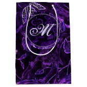 Monogram Paarse  Floral GIft Bag Medium Cadeauzakje (Voorkant)