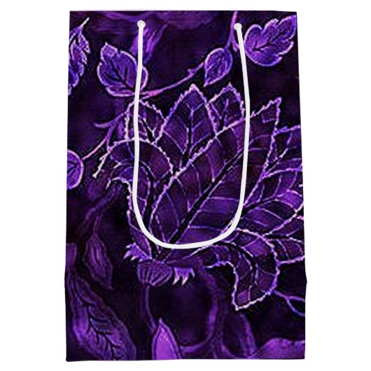 Monogram Paarse  Floral GIft Bag Medium Cadeauzakje (Achterkant)