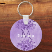 monogram Paarse floralen naam  Sleutelhanger (Achterkant)