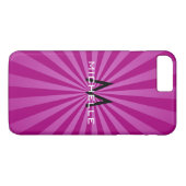 Monogram Paarse Funky Sun Rays Retro Stripes Case-Mate iPhone Case (Achterkant (Horizontaal))