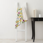 Monogram Paarse Geel Groene Floral Sherpa Deken (In situ)