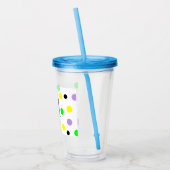 Monogram Paarse Geel Groene Polka Dots Acryl Drinkbeker (Links)