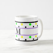 Monogram Paarse Geel Groene Polka Dots Koffiemok (Voorkant rechts)