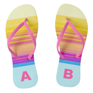 Monogram Paarse Gele Blauwe Stripes Teenslippers