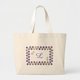 Monogram Paarse, gele diamanten en botervliegen Grote Tote Bag