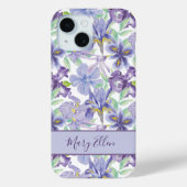 Monogram Paarse Gele Iris Bloem Waterverf   Case-Mate iPhone Case (Achterkant)