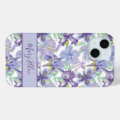 Monogram Paarse Gele Iris Bloem Waterverf   Case-Mate iPhone Case (Achterkant (horizontaal))