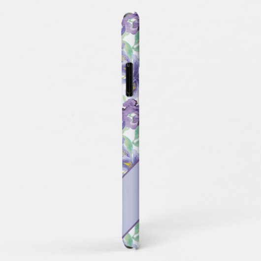 Monogram Paarse Gele Iris Floral Waterverf Case-Mate iPhone Case (Achterkant/rechts)