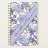Monogram Paarse Gele Iris Floral Waterverf Jaar Planner (Voorkant)