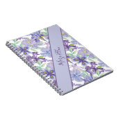 Monogram Paarse Gele Iris Floral Waterverf Notitieboek (Rechterzijde)