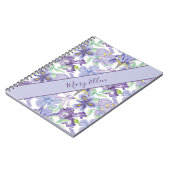Monogram Paarse Gele Iris Floral Waterverf Notitieboek (Linkerzijde)