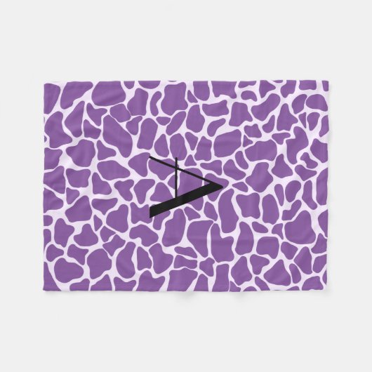 Monogram paarse girafdruk fleece deken (Voorkant (Horizontaal))