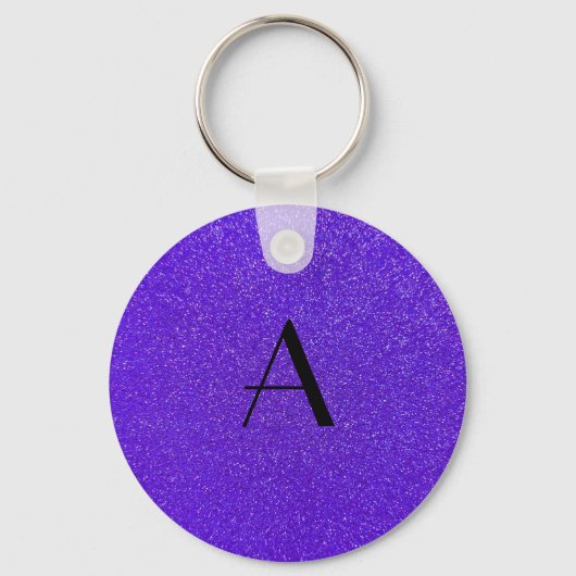 Monogram paarse glitter sleutelhanger (Voorkant)