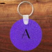 Monogram paarse glitter sleutelhanger (Voorkant)