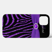 Monogram Paarse Glitter Zebra iPad Air Hoesje (Achterkant (horizontaal))