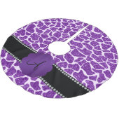 Monogram paarse glittergirafdruk kerstboom rok (Gekanteld)