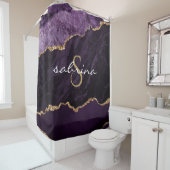 Monogram Paarse Goud Agaat Geode Douchegordijn (In situ)