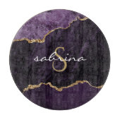 Monogram Paarse Goud Agaat Geode Snijplank (Voorkant)