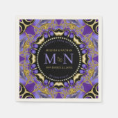 Monogram Paarse gouden diamanten kant Unieke bruil Servet (Voorkant)