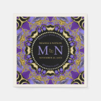 Monogram Paarse gouden diamanten kant Unieke bruil