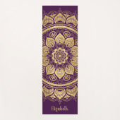 Monogram Paarse gouden mandala bloemmotief Yogamat (Voorkant)