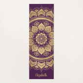 Monogram Paarse gouden mandala bloemmotief Yogamat (Achterkant)