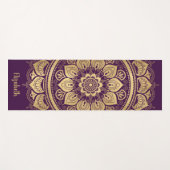 Monogram Paarse gouden mandala bloemmotief Yogamat (Voorkant (horizontaal))