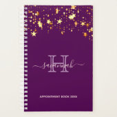 monogram Paarse gouden sterren Planner (Voorkant)