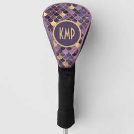 Monogram Paarse Gouden Zeemeermin Schubben Golfheadcover