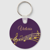 Monogram Paarse goudmuzieknoten Sleutelhanger (Voorkant)