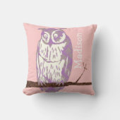 Monogram Paarse Groene Baby Girl Owl Kussen (Voorkant)