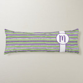 Monogram Paarse, Groene en Witte Stripes Lichaamskussen
