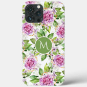 Monogram  Paarse Groene Waterverf Floral Case-Mate iPhone Case (Achterkant)