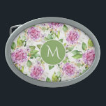 Monogram  Paarse Groene Waterverf Floral Gesp<br><div class="desc">Monogram  Paarse Groene Waterverf Floral Belt Buckle kenmerkt een modern  paars en groen waterverf floreel patroon met uw gepersonaliseerd monogram in het midden. Personaliseer door de tekst in het verstrekte tekstvakje uit te geven. Ontworpen door ©Evco Studio www.zazzle.com/store/evcostudio</div>