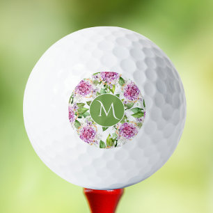 Monogram  Paarse Groene Waterverf Floral Golfballen