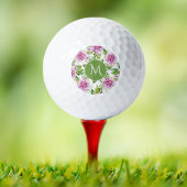 Monogram  Paarse Groene Waterverf Floral Golfballen