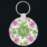 Monogram  Paarse Groene Waterverf Floral Sleutelhanger<br><div class="desc">Monogram  Paarse Groene Waterverf Floral Sleutelhangers kenmerkt een modern  paars en groen waterverf floreel patroon met uw gepersonaliseerd monogram in het centrum. Personaliseer door de tekst in het verstrekte tekstvakje uit te geven. Ontworpen door ©Evco Studio www.zazzle.com/store/evcostudio</div>