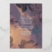 Monogram Paarse Herfst sparen de Datum Folie Uitnodiging (Achterkant)