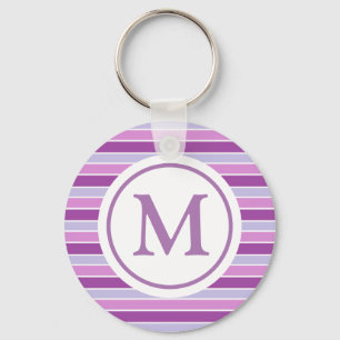 Monogram Paarse horizontale strepen Sleutelhanger