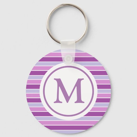 Monogram Paarse horizontale strepen Sleutelhanger (Voorkant)