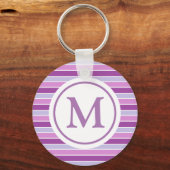 Monogram Paarse horizontale strepen Sleutelhanger (Voorkant)