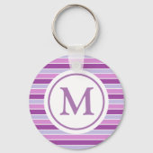 Monogram Paarse horizontale strepen Sleutelhanger (Achterkant)
