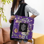 Monogram, Paarse jaren 1600 Fine Art Florals Canva Tote Bag