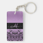 Monogram Paarse lavender Glitter Sleutelhanger (achterkant)