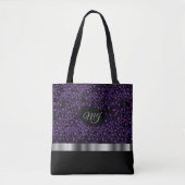 Monogram Paarse Leopard Pattern Canvas tas (Voorkant)