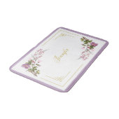 Monogram Paarse Lila roze bloemen  Stomme bloemen Badmat (Gekanteld)