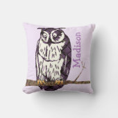 Monogram Paarse Limoen Baby Girl Owl Kussen (Voorkant)