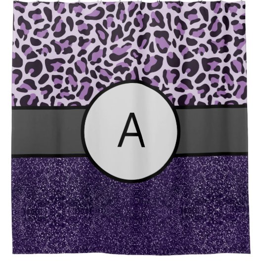 Monogram Paarse Luxe Douchegordijn Bad (Voorkant)